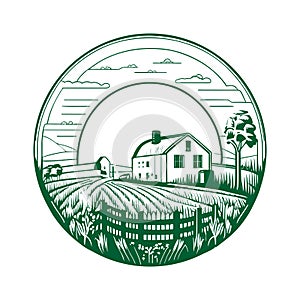 Vector green farm house logo template