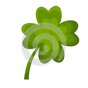 Vector green four leaf clover icon isolated on white background. Lucky plant for Patrick's day event