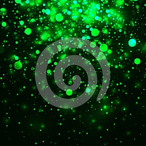 Vector green glowing light glitter background. Magic glow light effect. Star burst with sparkles on dark background