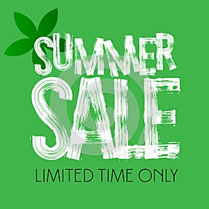 Vector green grungy banner with text Summer sale