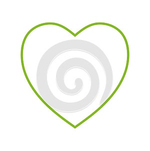 Vector green heart silhouette drawing.Love symbol.