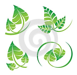 Vector green leaf set, icons for organic, natural, environment related graphic design