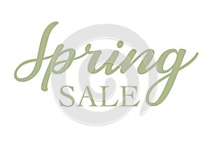 Vector green lettering sign spring sale for shopping
