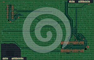 Vector Green Microscheme Background with Binary Code, Zero and One Numbers.