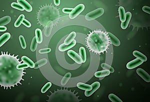 Vector green microscopic bacteria illustration