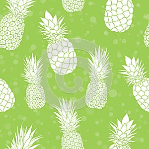 Vector green pineapples summer colorful tropical seamless pattern background. Great as a textile print, party invitation