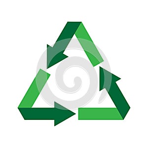 Vector green recycling symbol on a white background