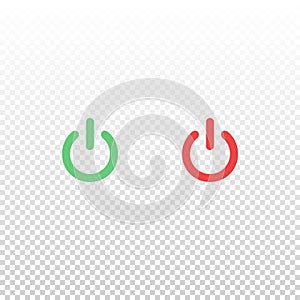 Vector green and red power button icon. Element for design mobile app or website