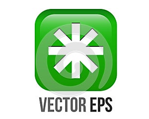 Vector green rounded square bullet sparkle Eight Spoked Asterisk point icon