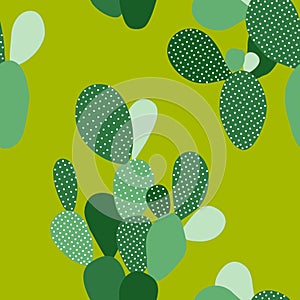 Vector green seamless cactus pattern