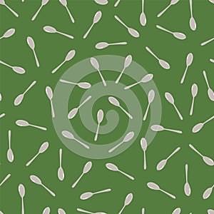 Vector green spoons scatter simplerepeat pattern. Perfect for fabric, scrapbooking and wallpaper projects.