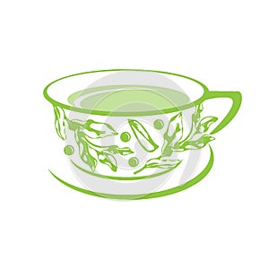 Vector of green tea cup. Green color