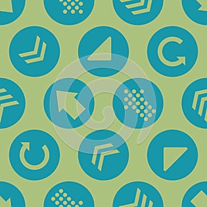 Vector Green Teal Arrow Circles Seamless Pattern Background