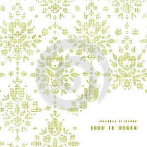 Vector green textile damask flower frame corner