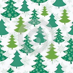 Vector green and white scattered christmas trees winter holiday seamless pattern. Great for fabric, wallpaper, packaging