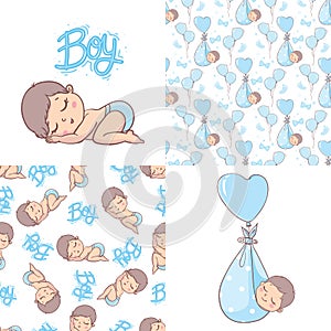 Vector greeting card. Baby shower card. Baby announcement card design element.