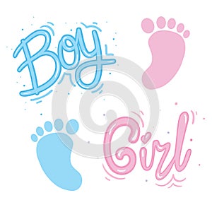 Vector greeting card. Baby shower card. Baby announcement card design element. It's a boy, it's a girl.