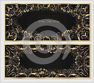 Vector greeting card with golden curls