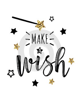 Vector greeting card with `Make a wish` inscription