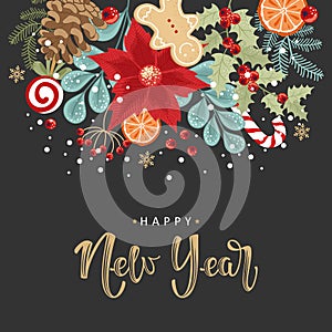 Vector greeting cards. The Inscription Happy New Year.