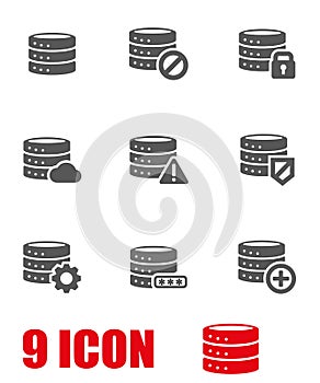 Vector grey database icon set