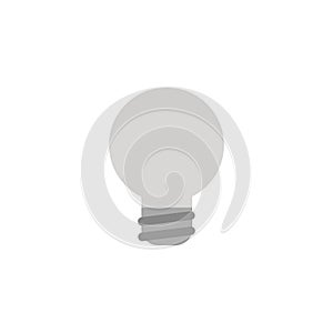 Vector grey light bulb icon on white with flat design style