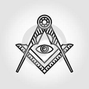 Vector grey masonic freemasonry emblem icon