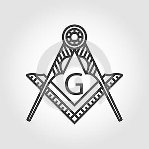 Vector grey masonic freemasonry emblem icon photo