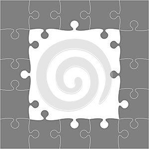 Vector Grey Puzzles Pieces - JigSaw Frame - 25.