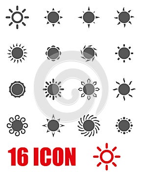 Vector grey sun icon set