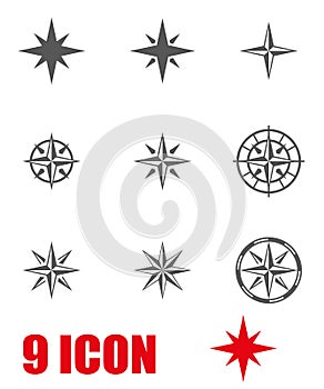 Vector grey wind rose icon set