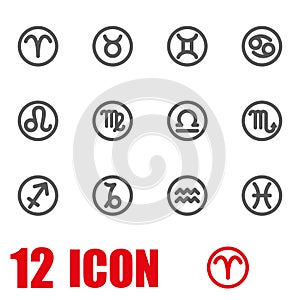 Vector grey zodiac symbols icon set