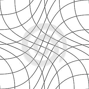 Vector grid seamless motion pattern. Striped endless wave texture. White repeatable minimalistic background with black