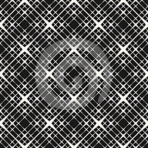 Vector grid seamless pattern. Simple black and white abstract geometric texture