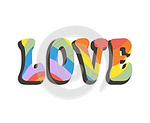 Vector groovy lgbt love lettering