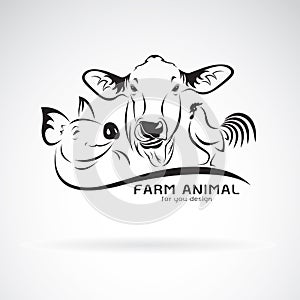 Vector group of animal farm label., Cow,pig,chicken. Logo Animal.