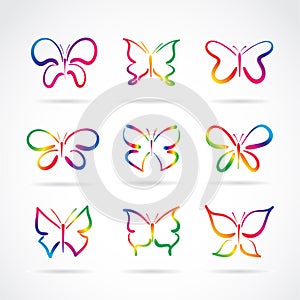 Vector group of hand drawn butterflies on white background. Butterfly icon. Insect. Animal. Easy editable layered vector