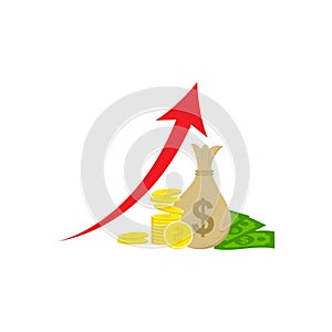 Vector growth icon of dollar money
