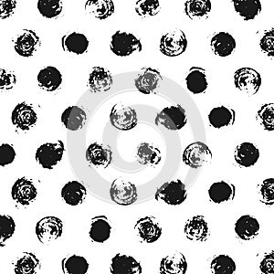 Vector grunge background. Black and white round grunge art brush strokes.