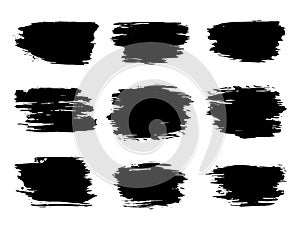 Vector grunge black ink brush strokes on white background. Vector illustration.