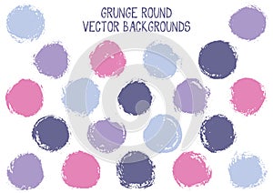 Vector grunge circles design. Creative stamp texture circle scratched label backgrounds.