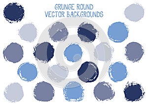 Vector grunge circles isolated. Cool watercolor stamp texture circle scratched label backgrounds.