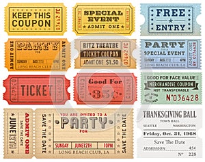 Vector Grunge Colorful Tickets Templates