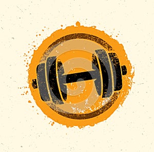 Vector Grunge Dumbbell Icon on Rough Distressed Background