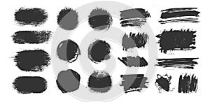 Vector grunge elements. Set of grungy hand drawn scribbles, circles, brush strokes and highlight backgrounds isolated on white.