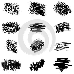 Vector grunge elements, set of grungy hand drawn scribblesh