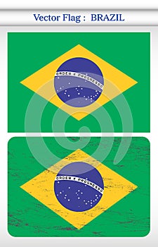 Vector grunge flag of Brazil background