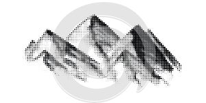 Vector grunge halftone textured mountain