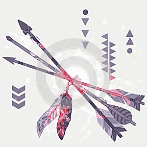 Vector grunge illustration of different ethnic arrows