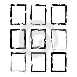 Vector grunge ink brush square border sets